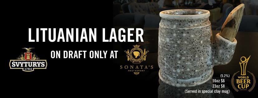 sonatasrest's tweet photo. Sonata’s is the ONLY restaurant in the Western United States to carry Svyturys Lithuanian Lager on draft! Plus, it’s ONLY $3 during Happy Hour everyday from 4pm to 9pm! So, come kick back and relax after a long work week and unwind! See you at 4pm! 🍻 #lager #beer #Scottsdale #AZ https://t.co/mgbsTbLpOI