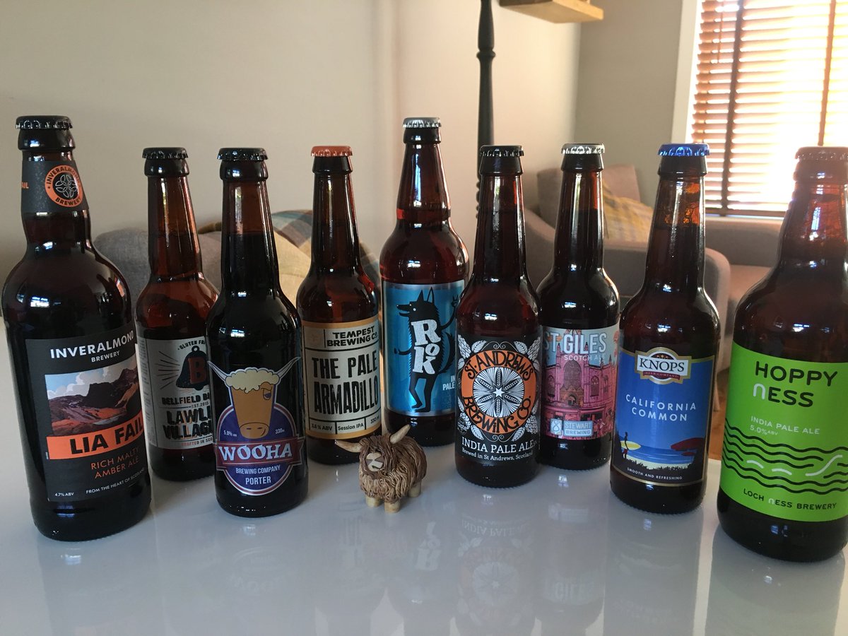 I’m only drinking tonight as market research for the shop! 😬 @WoohaBrewing <a href="/lochnessbrewery/">Loch Ness Brewery</a> @Knops_Beer <a href="/StewartBrewing/">StewartBrewing</a> <a href="/StAndrewsBrewCo/">St Andrews Brewing Co</a> <a href="/BlackWolfBeers/">Black Wolf Brewery</a> <a href="/TempestBrewCo/">Tempest Brewing Co</a> <a href="/TheBellfield/">Bellfield Brewery</a> <a href="/InveralmondBeer/">Inveralmond Brewery</a> Coo courtesy of Uig pottery! 😄🏴󠁧󠁢󠁳󠁣󠁴󠁿