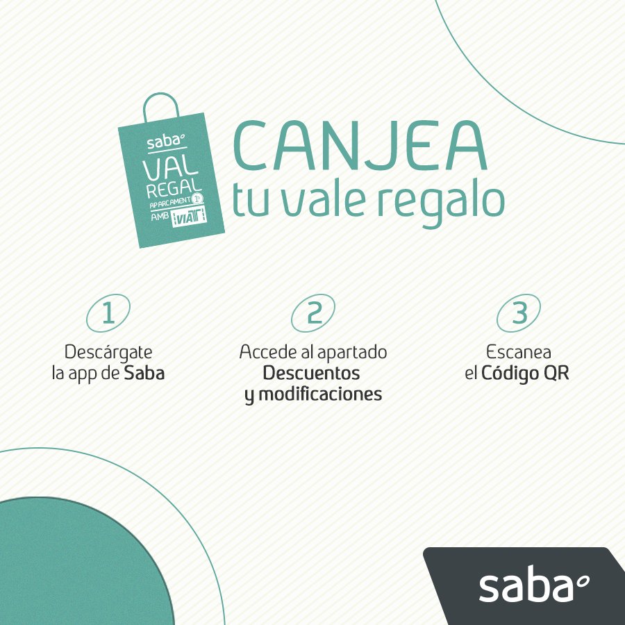 My_Saba_es's tweet photo. Pide tu Vale regalo VIA T en los establecimientos adheridos y canjéalo desde nuestra app #MySaba #parking #tecnologia https://t.co/KbH3hwy3mG https://t.co/5gaECetscQ