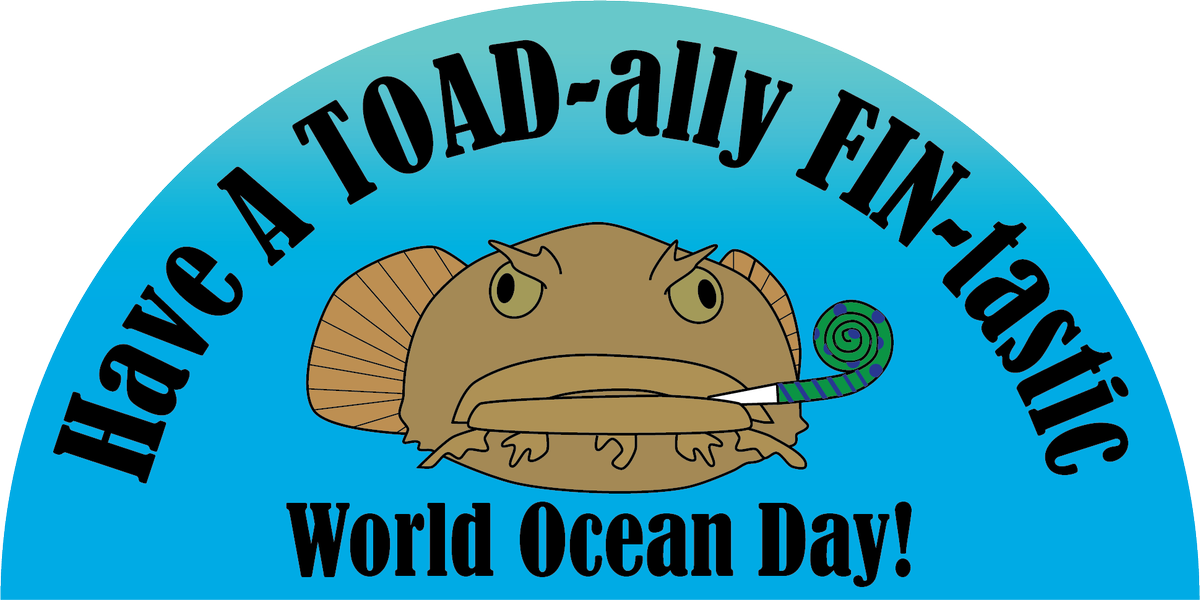 Happy #WorldOceanDay2018! Don't let that grumpy face fool you, my #toadfish friend is very excited about #WorldOceansDay. 
#puns #SciArt #FishFriday
