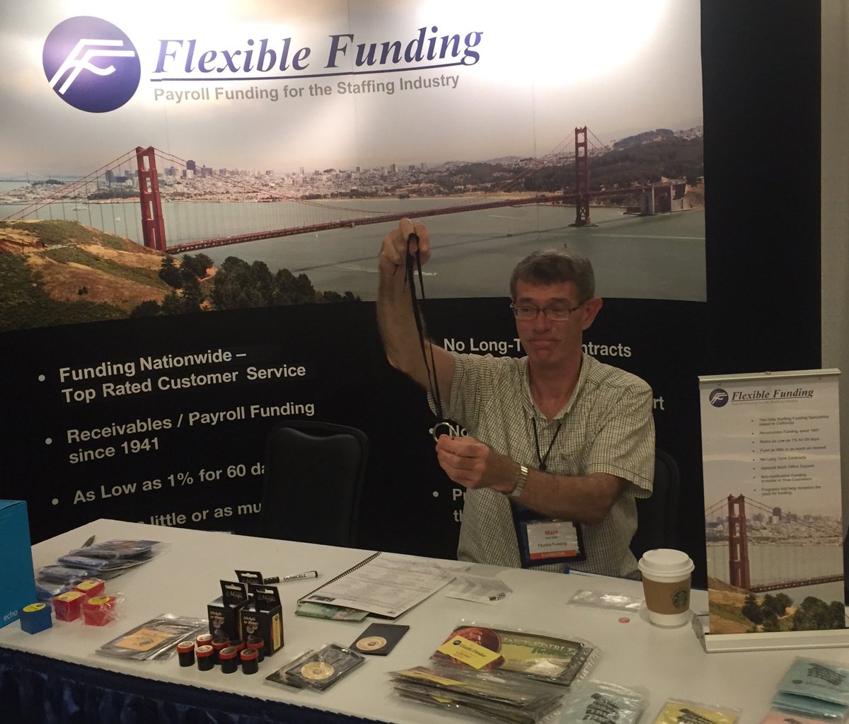 SylvieDahl's tweet photo. #CSPchat come and get your swag - magic tricks at California #Staffing Professionals Conference @CAStaffingPros in the Flexible FUNding Exhibit https://t.co/vLwIr0G8rQ