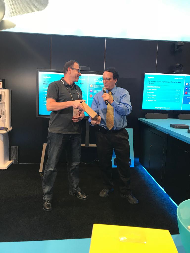 LogitechBiz's tweet photo. Only one more chance to enter our Smart Home prize drawing! These winners can tell you it’s worth stopping by booth N2622 after our 2pm #LogiTrivia game. Must be present to win so don’t miss out. #InfoComm18 #AVTweeps https://t.co/GOqbncBSD9