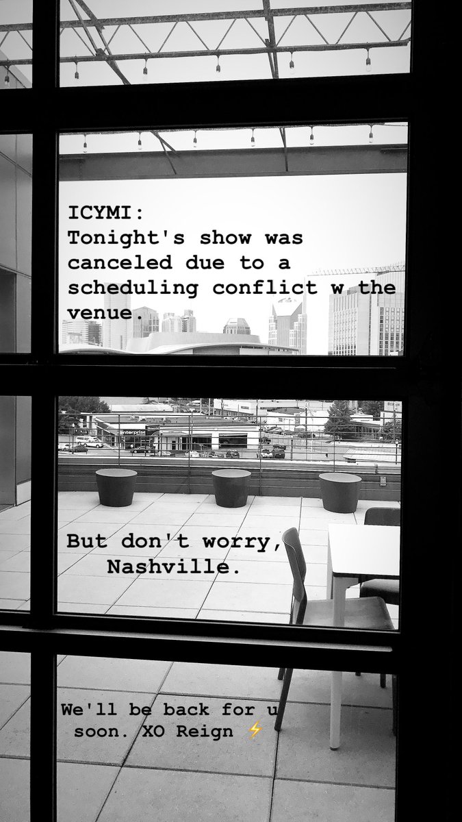 ReignBandMusic's tweet photo. Our show tonight was canceled. We're super sad about it. But we'll see you soon. Much love ⚡️ https://t.co/eDp0Rh5hMJ