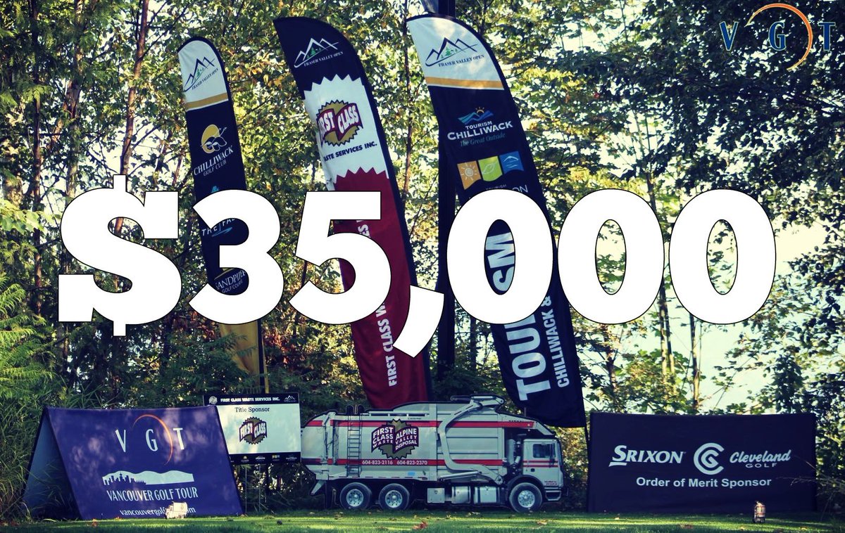 The prize table that you should expect to see at this year's First Class Waste Services Fraser Valley Open. @ChilliwackGolf @SandpiperGC <a href="/VanGolfTour/">Vancouver Golf Tour</a> #FVO #FraserValleyOpen #Chilliwack