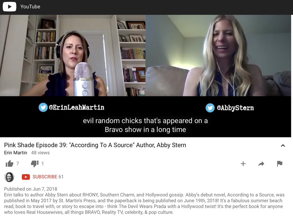 hdepotonasale's tweet photo. You guys have to watch #PinkShade with host .@ErinLeahMartin & guest (author) @abbystern Abby has a new book called #AccordingToASource that sounds great. The CC transcription leaves something to be desired but they’re discussing #SouthernCharm here 😂👍🏻
https://t.co/J9dOYUwhPN https://t.co/m4QWyaOaPO