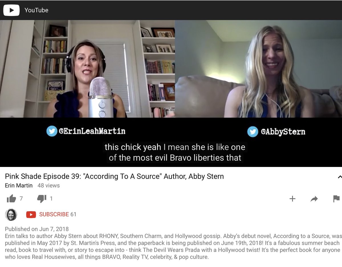 hdepotonasale's tweet photo. You guys have to watch #PinkShade with host .@ErinLeahMartin & guest (author) @abbystern Abby has a new book called #AccordingToASource that sounds great. The CC transcription leaves something to be desired but they’re discussing #SouthernCharm here 😂👍🏻
https://t.co/J9dOYUwhPN https://t.co/m4QWyaOaPO