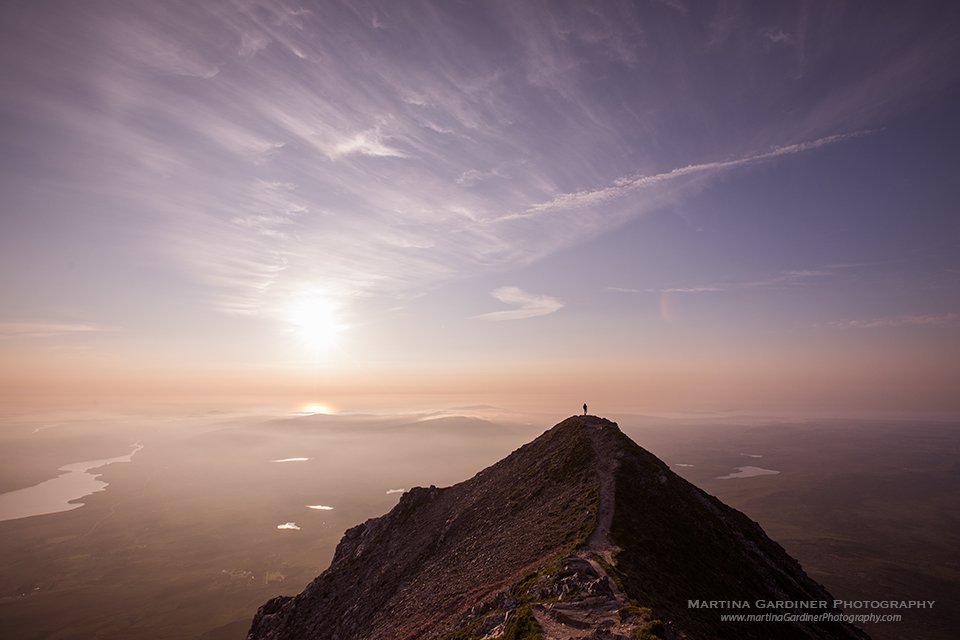 martinagardiner's tweet photo. I met a young fellow on Errigal last night &amp; asked him kindly if he wouldn't mind being a professional silhouette for me.  On top of the world here or maybe it was only on top of #Donegal.  Either way, it felt very good https://t.co/0lV1qL9C26