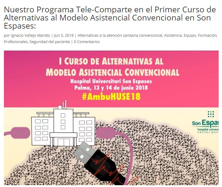 ivmaroto_nacho's tweet photo. First Course about to find different ways of care in our health care organizations. @AmbuHuse @SonEspases
We participate with our program #HomeTelemonitoring in Complex Chronic Disease patients #Telecomparte Aljarafe - North Sevilla Health Care District
👉https://t.co/iAjlof8wMn https://t.co/mO4boNX4UR