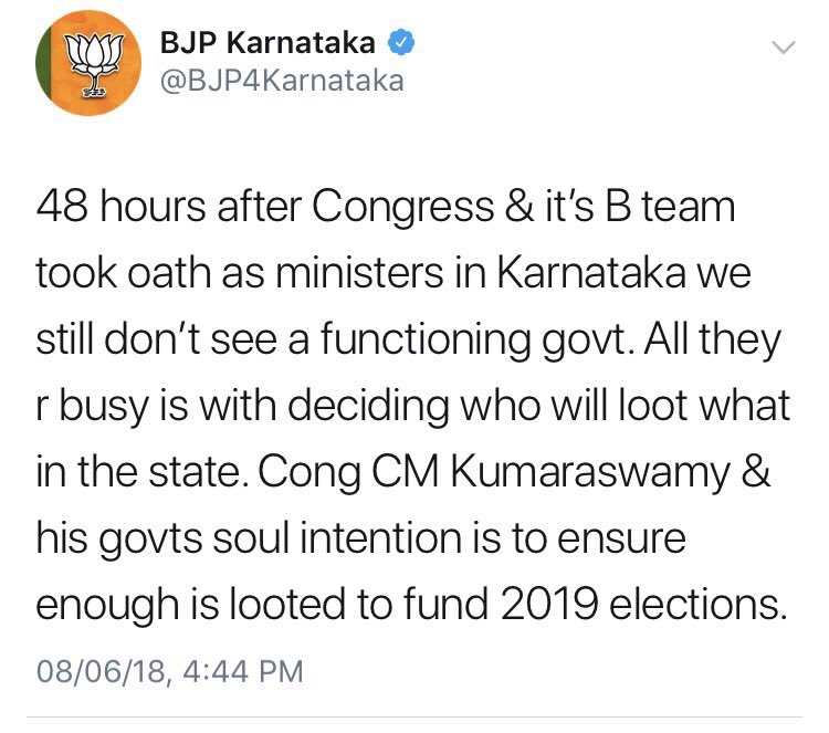 BhaktTak's tweet image. And @BJP4Karnataka has deleted this tweet.. 😂

Sir @amitmalviya ji, unse Photoshop he karwao,ya fake trend #ModiAssasinationPlot with copy paste of tweet kara lo..  English mein tweet na ho payega.. 🙏🏻