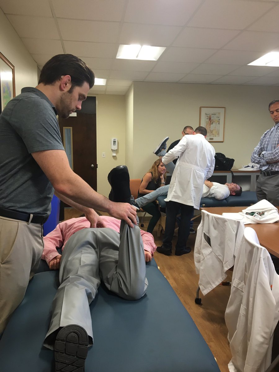 JCharnoffMD's tweet photo. Dr. Moriarty and Dr. Cross, pictured here teaching the University of Miami's resident led Osteopathic lab. A great day to learn the basics of #HVLA, muscle energy and soft tissue. #osteopathic #pmr #physiatry #DO #MD #ATStills #theU  #medicine https://t.co/pqId62mlR5