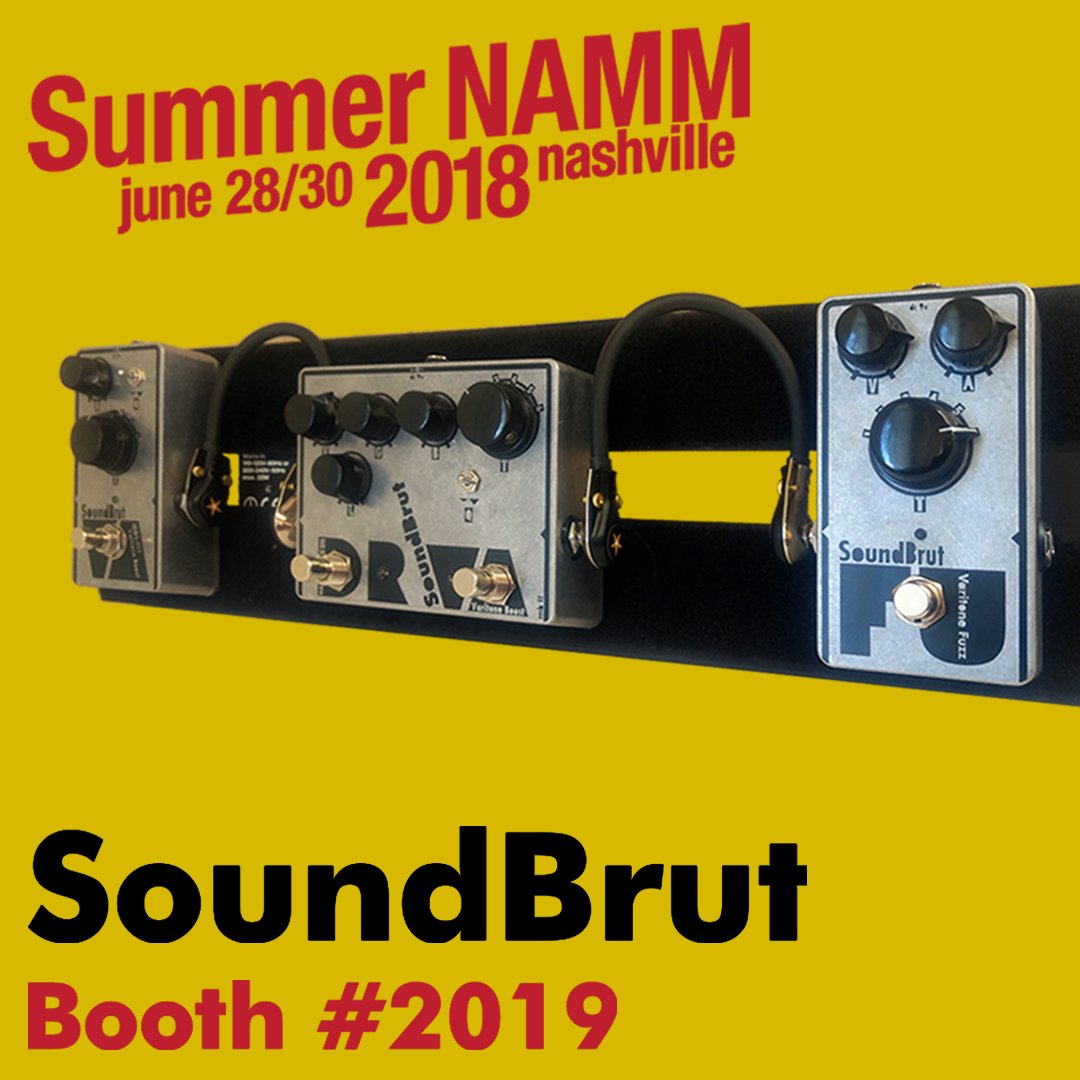 SoundBrut's tweet photo. Between June 28-30 at the @NAMMShow we'll debut our first fuzz pedal "FU" and showcase DRVA Overdrive&amp;Boost Mk. II as well as VA MosFET Boost. Come join us at booth #2019!!! https://t.co/ozL5snliQy