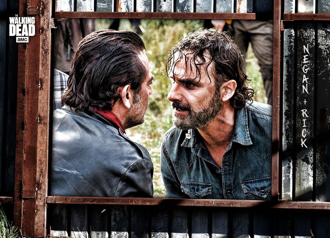 AndyLincolnNews's tweet photo. #AndrewLincoln as #RickGrimes and #JeffreyDeanMorgan as #Negan - #TWD Season 7 Card Trader #Topps https://t.co/mj6y2MwR9s