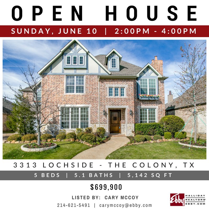 EbbyHallidayPWB's tweet photo. OPEN HOUSE at 3313 Lochside in The Colony this Sunday 6/10 from 2-4pm! Take a tour at https://t.co/2e6FnKIzDC
#DallasHomes #DFWRealEstate #DallasOpenHouse #DallasRealEstate @EbbyHallidayPWB https://t.co/8XbIcavHIs