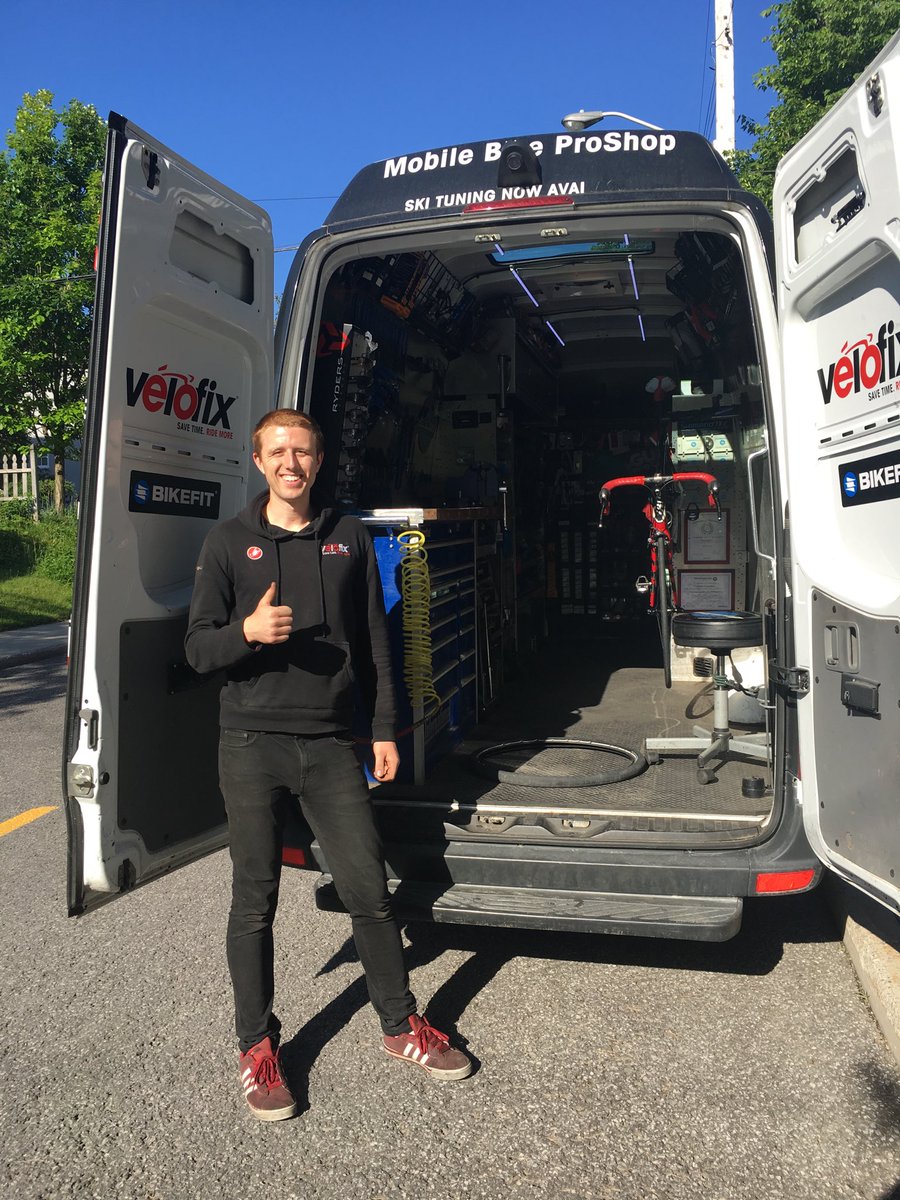 whitfieldk8's tweet photo. Adam saves my ⁦@metrofiets⁩ again. The bucket bike is 4 years old this month and the back tire decided to stop working. Thanks for great service ⁦@Velofix_Ottawa⁩ https://t.co/BhKhRl1iZI