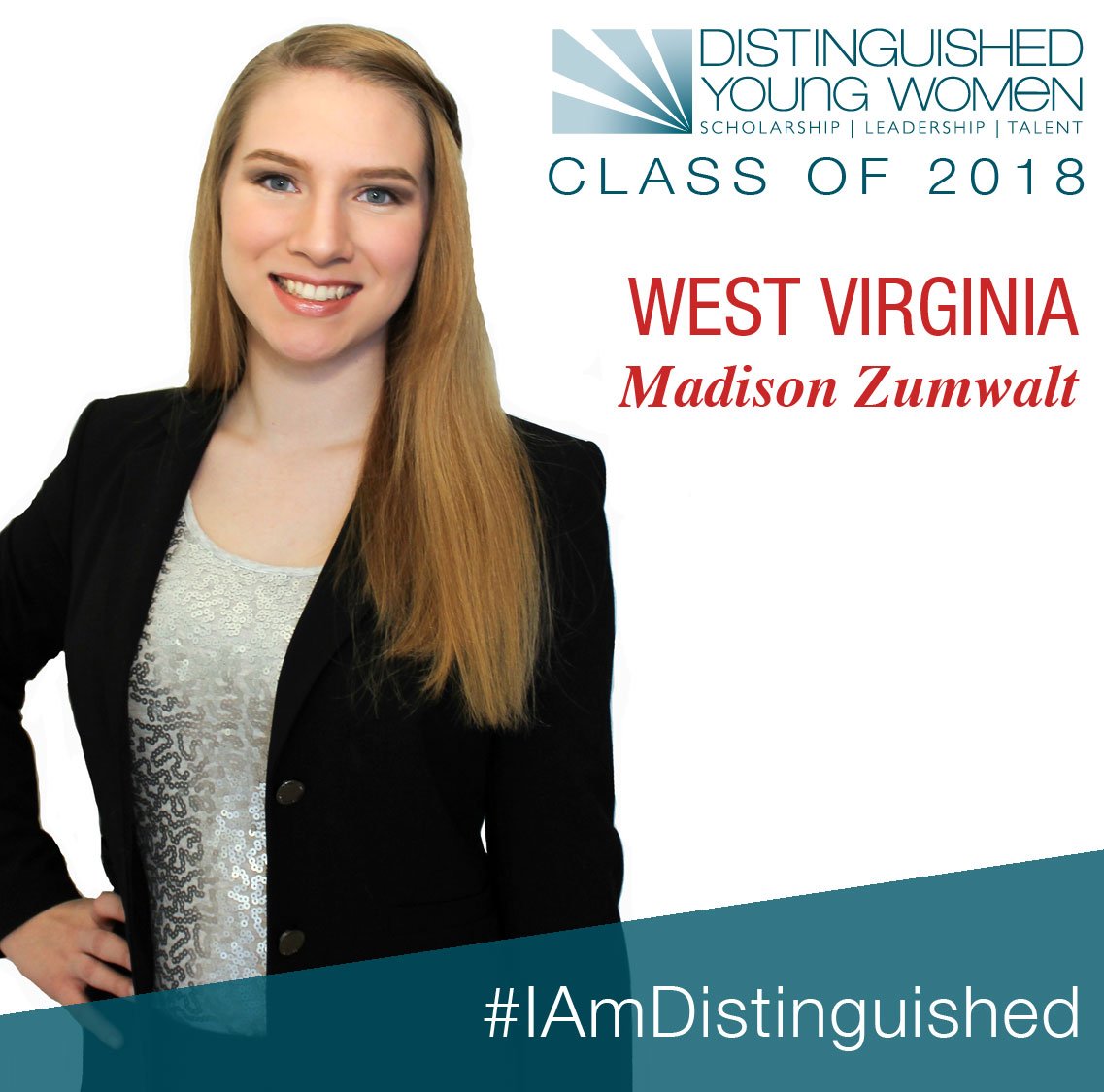 distinguishedyw's tweet photo. Madison Zumwalt of Hedgesville, W.V., is the Distinguished Young Woman of West Virginia for 2018. She plans to attend Brenau University and pursue a career as a graphic designer and professional dancer. #IAmDistinguished #DYW https://t.co/3d07O4uHUY