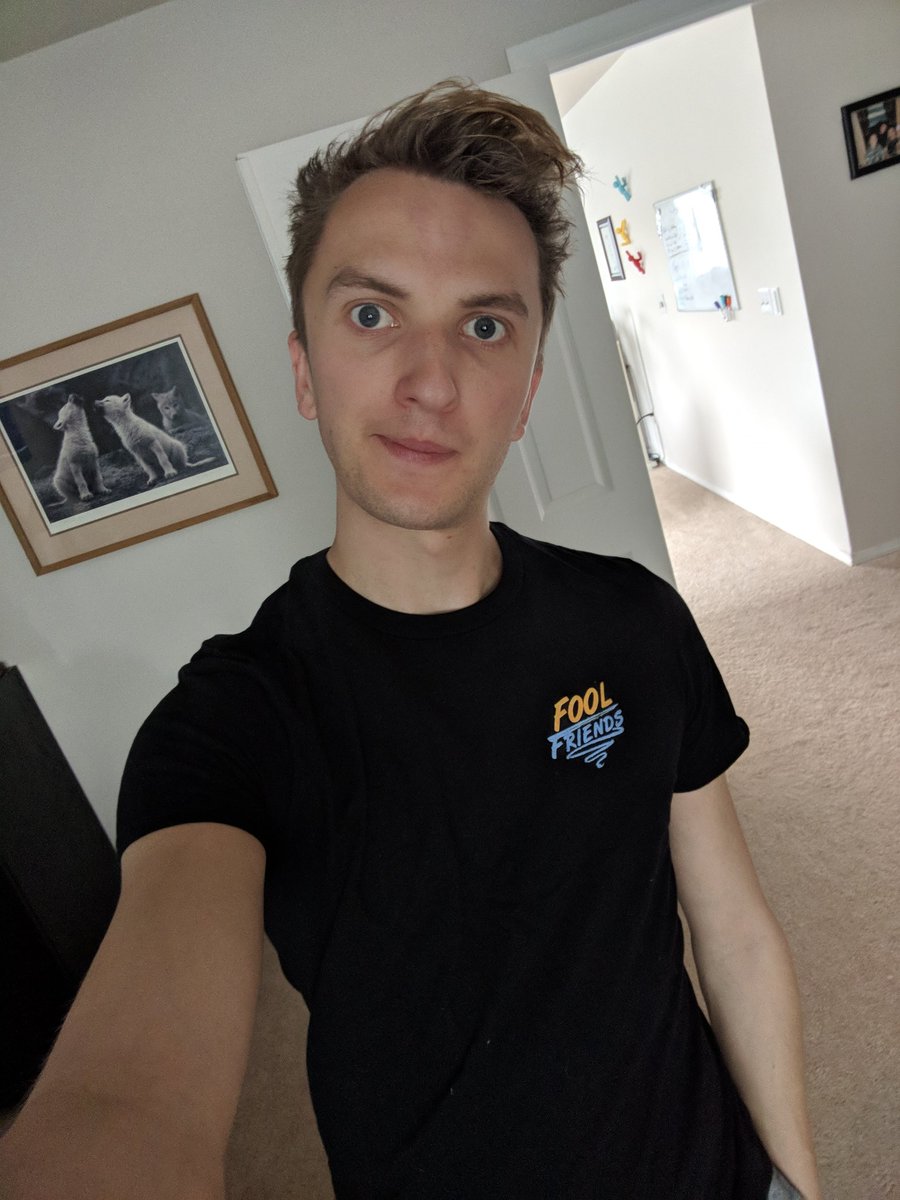 FoolFriends's tweet image. Big announcement tomorrow!! Also my shirt came in the mail 😁