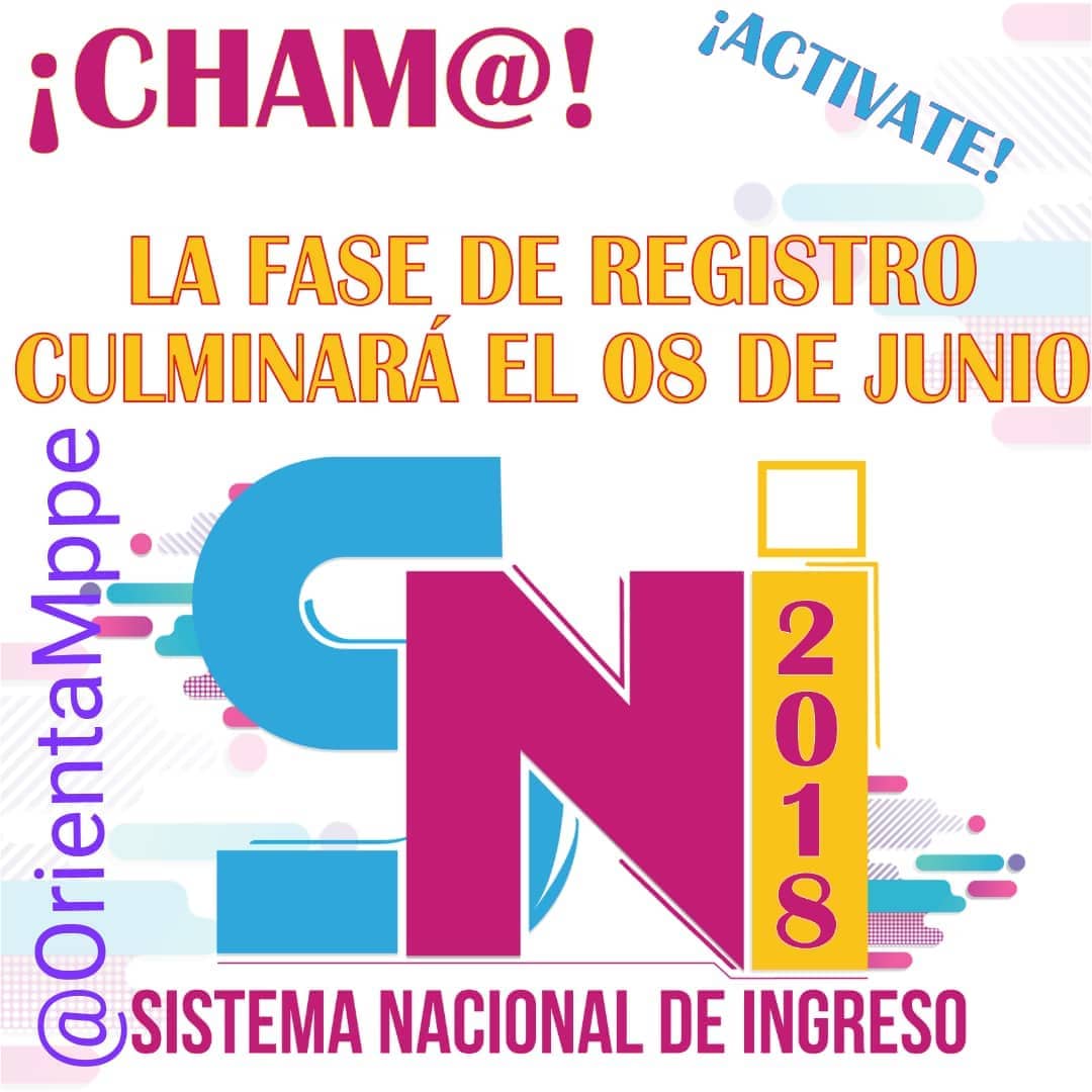 RosangelaOrozco's tweet photo. EY! Cham@ es Contigo! Busca a tu responsable de Orientación Vocacional de tu plantel y Participa en el Sistema Nacional de Ingreso Universitario (SNI). Hasta el #8jun , no pierdas la Oportunidad. Ingresa en: https://t.co/BmIiPeRQFq ¡TuPasoalFuturo!
.@JauaMiranda @MPPEDUCACION https://t.co/kzfruD4xxI