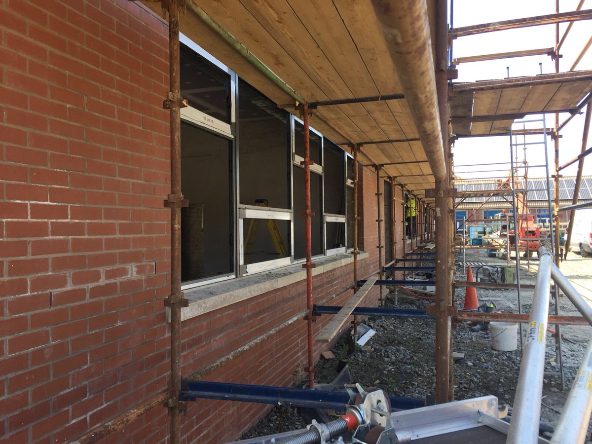 IAT04's tweet photo. IAT installation commenced at Broadbridge PS Eglinton System 4-20HI+ casement Windows. #localwork. #broadbridgeps.#@IAT04. #metaltechnology https://t.co/7Fb5X75Swe