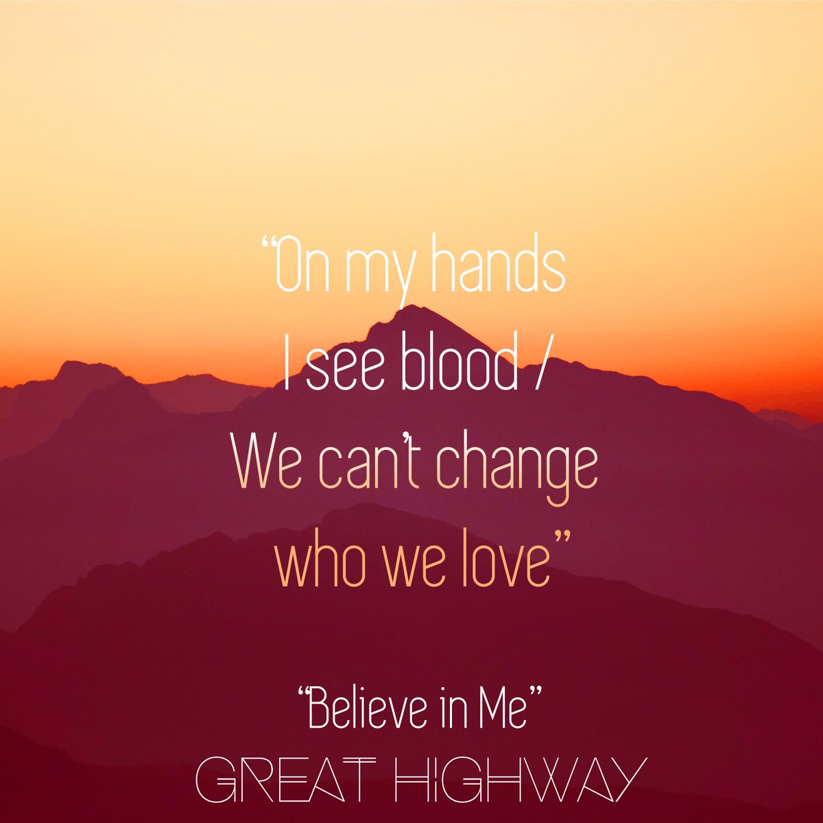 Believe in Me, the first track off our album, is about "two people struggling to be honest about their deepest emotional flaws, and choosing their pride over reconciliation." Listen now: soundcloud.com/takegreathighw…