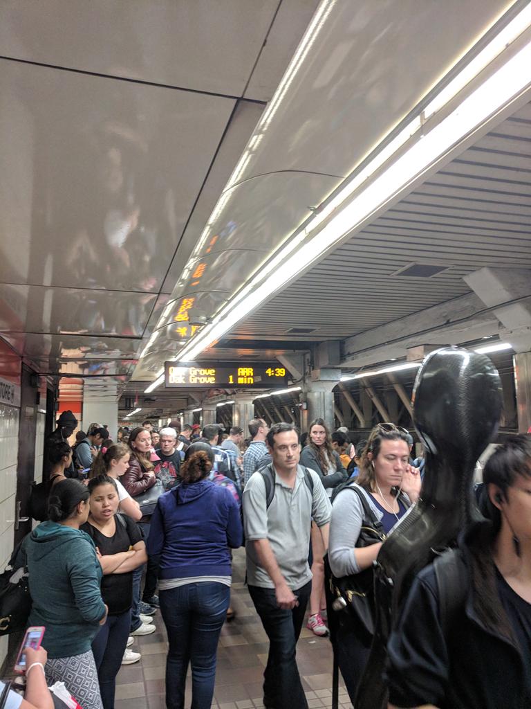 adamPDOTcom's tweet photo. Wish @marty_walsh & @CharlieBakerMA @MassGovernor had a tiny shred of fortitude or decency & would accept my challenge to commute via the @MBTA so they could experience the daily breakdown of our system. The arrival signs are a lie. #Boston #BostonClimateSummit #dtx https://t.co/Rl5R4K4LFP