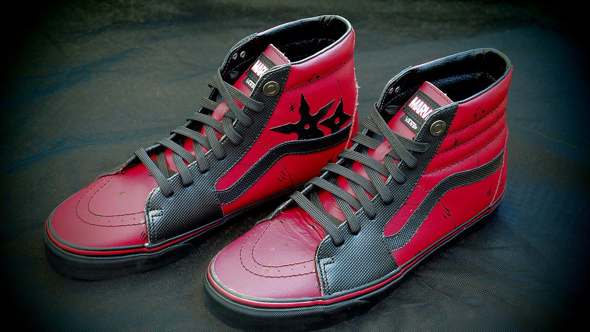 ThreeInThe6's tweet photo. Arrived a little early at my local @VANS_66 store this morning, and BAM! It was a #Marvelous x #Vanstastic day. Picked up the #Hulk Checkerboard Classic Slip-On and the #Deadpool Sk8-Hi; although they already look great, I think they're going to improve with wear. @Marvel https://t.co/RsZJbvtszp