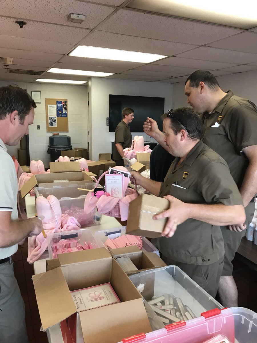 UPS Dulles Volunteers on site and build 100 Bosom Buddy Baskets for breast cancer patients and IIIB’s Foundation, #UPSVolunteers