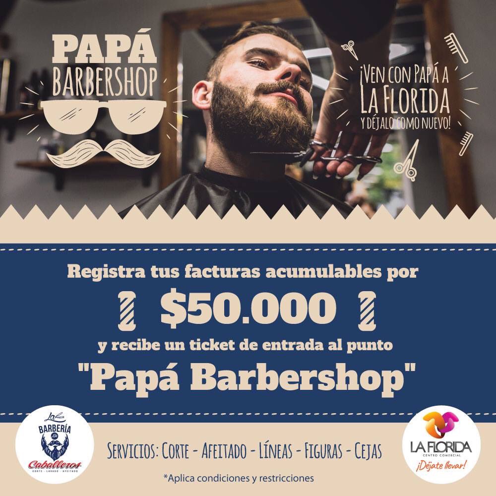 LaFlorida_of's tweet photo. ¡Ven con Papá a @LaFlorida_of y déjalo como nuevo!
Registra tus facturas acumulables por $50.000 y recibe un ticket de entrada al "Papá Barbershop" para disfrutar uno de sus servicios.
Horario: Viernes, Sábados y Domingos de 2:00 p.m - 8:00 p.m
Lugar: 2do piso - La Florida https://t.co/UR63P8FLz7