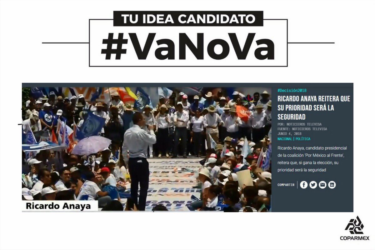 #VaNoVa ¡Va <a href="/RicardoAnayaC/">RicardoAnayaC</a>! Va el compromiso por garantizar la paz. Queremos una reingeniería institucional que fortalezca los mecanismos de coordinación, monitoreo y evaluación de las instituciones implicadas en la impartición de justicia cpmx.me/2M5tB8D