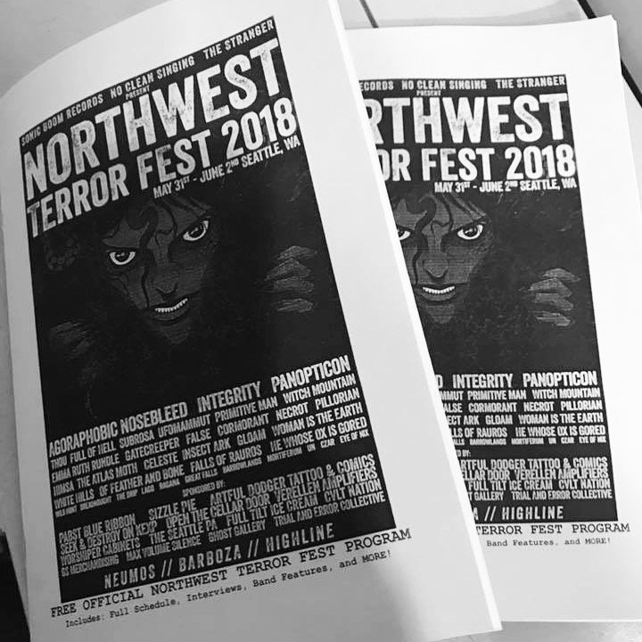 TRIALyERROR's tweet photo. We're so stoked to have collaborated with The Seattle Passive Aggressive for the @nwterrorfest program this year. They did an incredible job putting together this booklet, featuring all original writing plus some of our own interviews. Big thanks to @theseattlepa crew! https://t.co/gxOXcKOVoM