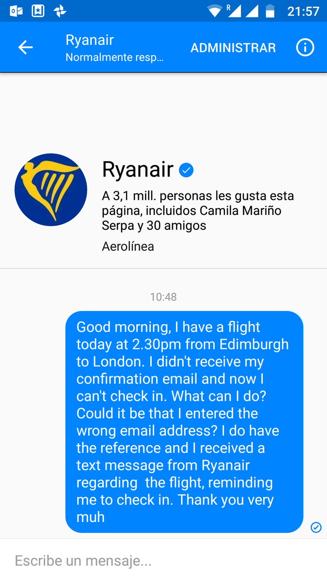 weicyn's tweet photo. @Ryanair improve your website UI. My friend endured a lot of emotional distress today trying to check-in online because you assigned her tickets a different email address than the one she uses. You never replied her message. She deserves a refund for the late check-in penalty. https://t.co/pn3ESYIfBv