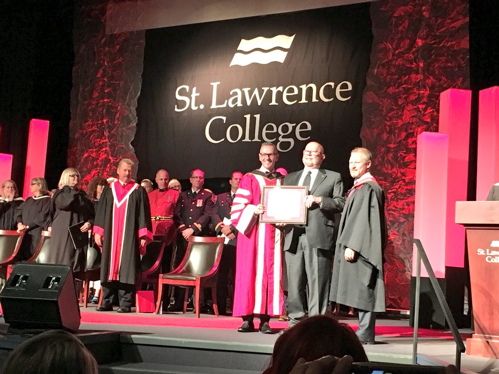 gvollebregt's tweet photo. Congratulations to our @whatsinsideslc Brockville Community Honorary Diploma recipient, Terry O’Reilly! #SLCGrad2018 https://t.co/JrCPzY9t3A