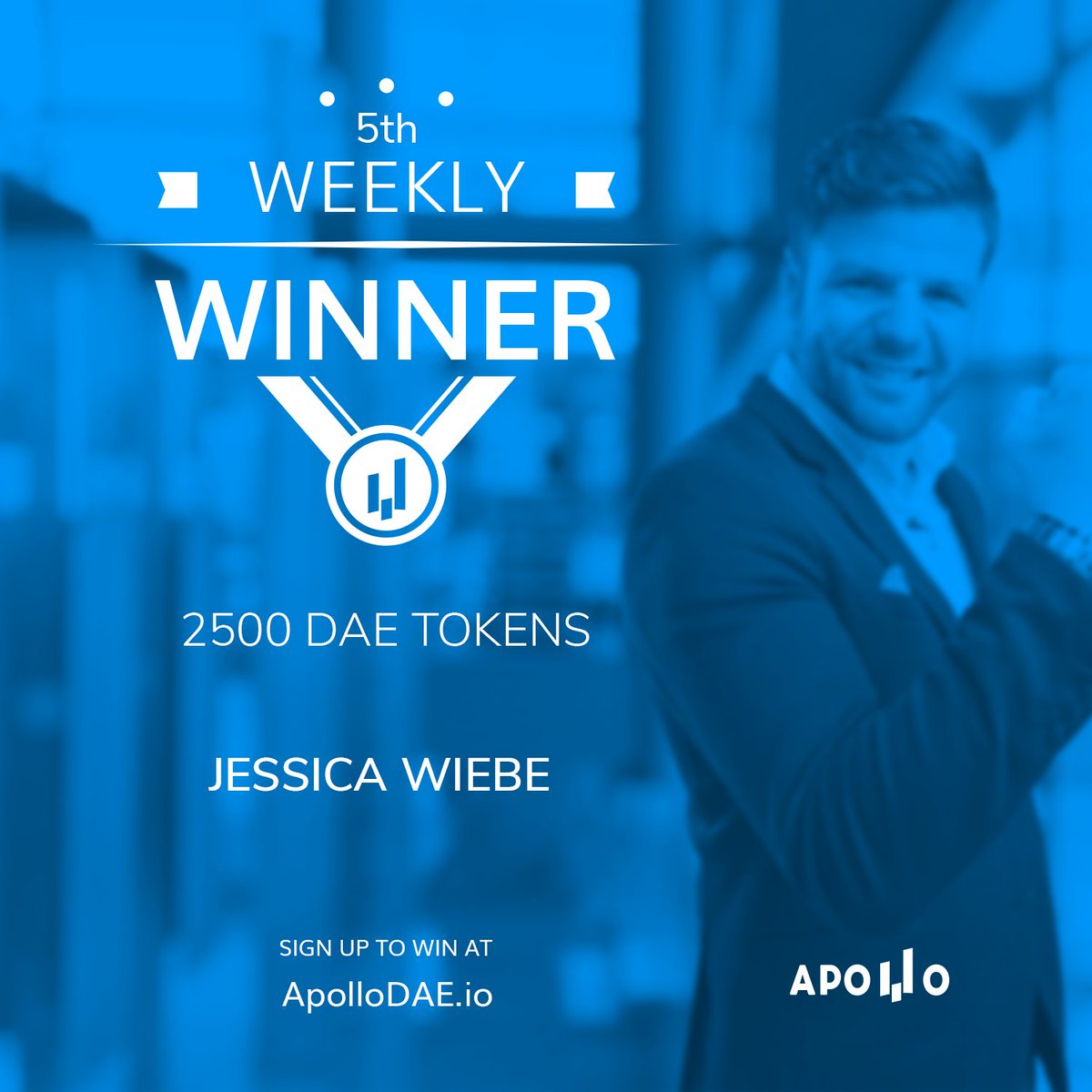 ApolloDae's tweet photo. Congrats to Jessia Wiebe, our 5th weekly winner of 2500 DAE Tokens!
#winDAE #ApolloDAE #DAE #giveaway #airdrop #bounty https://t.co/fqHOBF83jJ