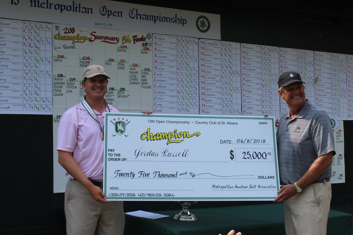 Congratulations to Jordan Russell on winning the 13th Metropolitan Open Championship today with a final score of -10 (total gross 203). #golfisgreat <a href="/MetAmateurGA/">Metropolitan Amateur Golf Association</a> <a href="/metroopen/">Metropolitan Open</a>