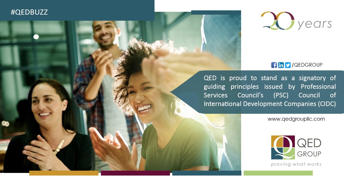 Q2Impact's tweet photo. #QEDBUZZ: QED proudly stands as a signatory in the initiative to prevent workplace misconduct and abuse by the @PSCSpeaks Council of International Development Companies (CIDC).
#WorkplaceSafety #AbusePrevention #ProvingWhatWorks https://t.co/JREEONv1l3