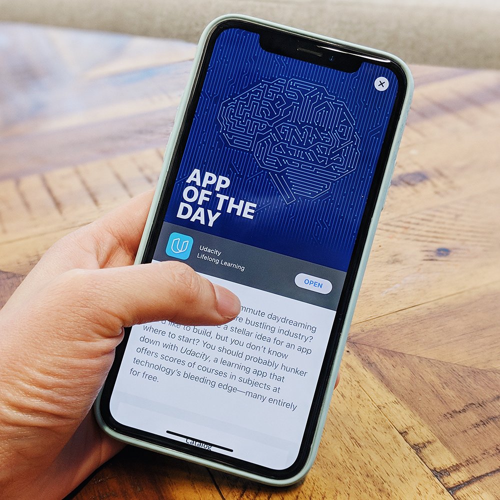 udacity's tweet photo. We're big fans of learning wherever life takes you and looks like @AppStore is too! Thanks for naming us #AppoftheDay📱 https://t.co/j8K0C91Ypp https://t.co/T2myGWuFZ4
