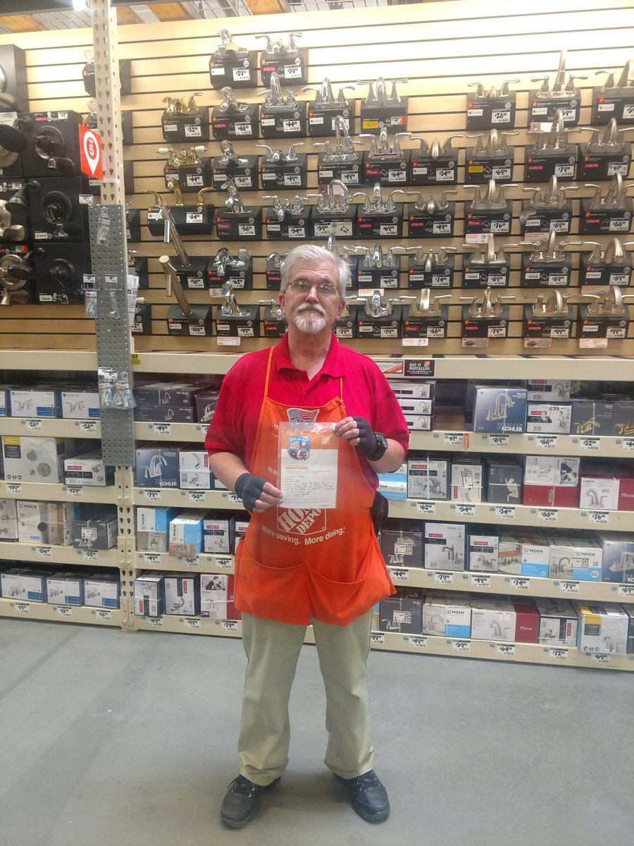 kittykat5011's tweet photo. Shout out to D26 associate Tracy @TracysThoughts1 for keeping plumbing and kitchen and bath looking amazing thank you sir!!! #oxstrong @JRAllenHD @OxfordHomeDepot https://t.co/8AL9jWB9cS