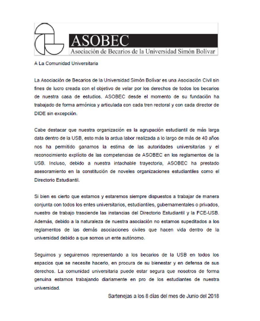 AsobecUSB's tweet image. Comunicado a La Comunidad Universitaria #USBve