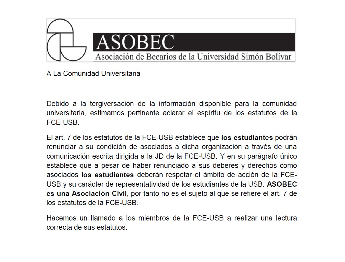 AsobecUSB's tweet image. Comunicado a La Comunidad Universitaria #USBve