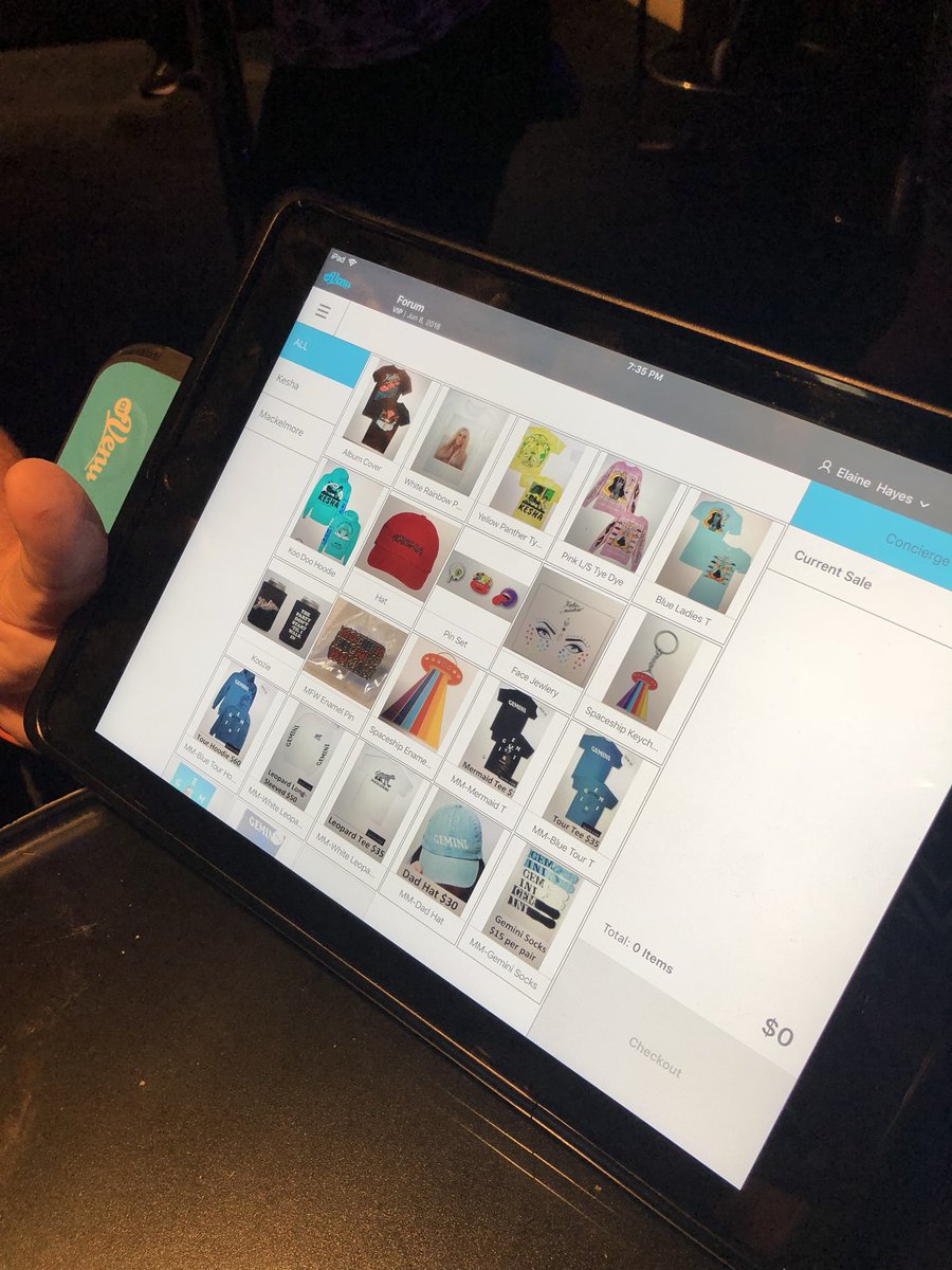 bfftaylor's tweet photo. Super cool new thing at the #ChaseLounge at The Forum: they bring an iPad to you so you can purchase merch and have it delivered to the lounge or your seats instead of standing in line! Got mine in 5 minutes! https://t.co/NymGn94HqR