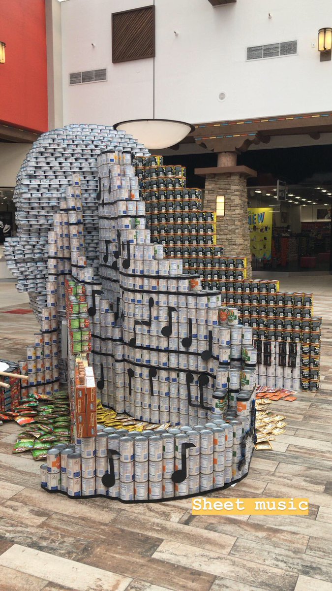 StudioSWArch's tweet photo. Over 10 hrs of work went into today’s #CANstruction2018 sculpture. We’re so thankful to all our sponsors and our awesome team! #RockCANRoll #CanSantaFe2018 https://t.co/KBxDCglUdK