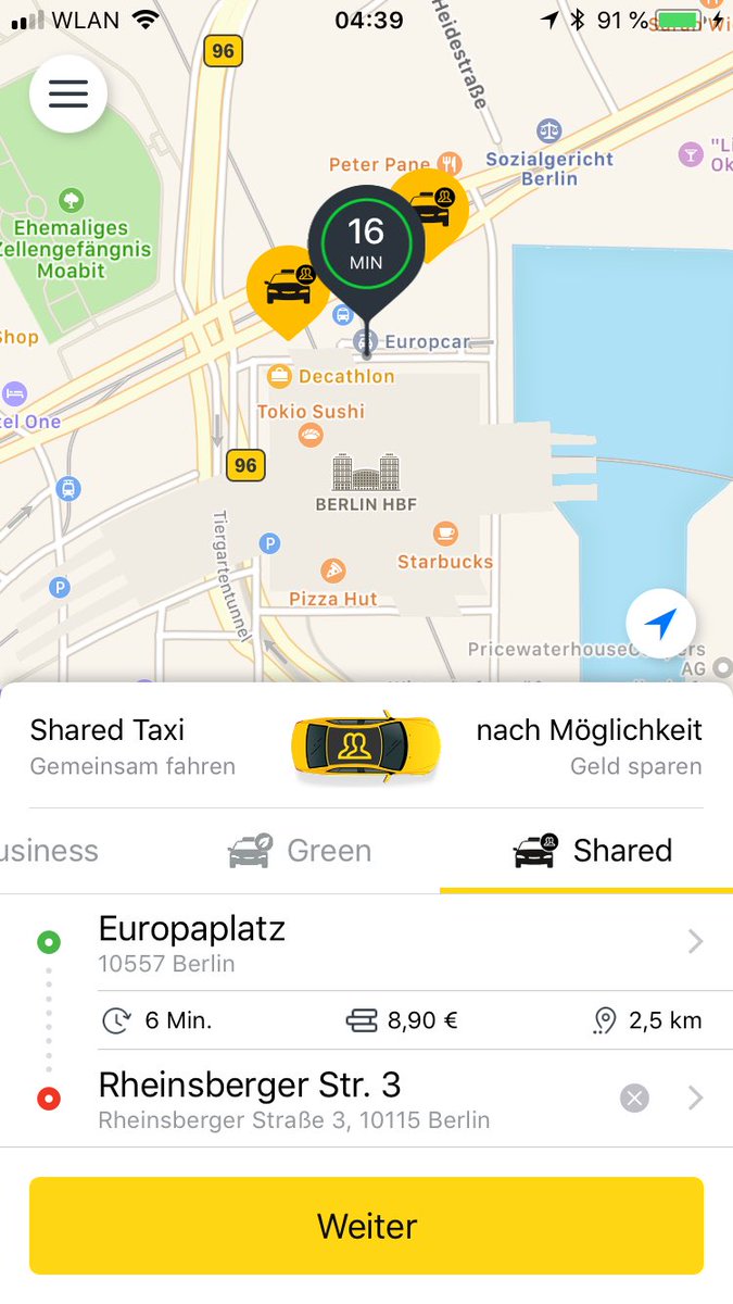adem_aus_berlin's tweet photo. Jetzt die neue #SharedTaxi Funktion von @taxi_eu testen und zusammen sparen. Es ist das gleiche wie Mytaxi #match, jedoch ohne wettbewerbswidriger Subventionierung. https://t.co/2uKTPVHudX