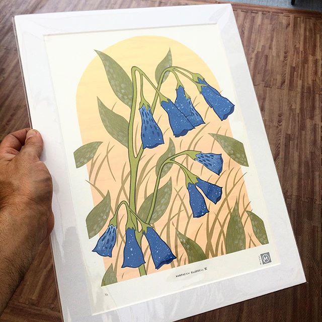 midnightoilsw's tweet image. We love this monoprint of our Northern Bluebell limited edition print. What makes this a monoprint you ask? We’ve gone into this image with paint and brushes to make this piece wholly unique from the rest of the limited edition. Check it out #irl in our booth at #osaf , we a…