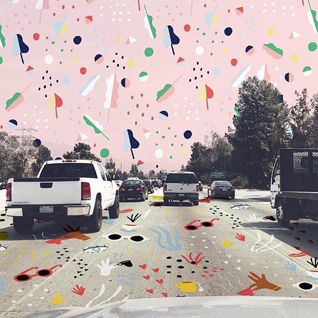 IdeasJam's tweet photo. Wouldn’t it be nice if all cities looked like this? Inspired by an imaginary LA to help @carolynsuzuki pass the time in traffic.⠀
.⠀
Imagine such an urban utopia where the pavements are patterned and the air is filled with colours 🌈⠀
.⠀
Regram fr… https://t.co/uFkOLc2YnL https://t.co/3ngRxYJXtk