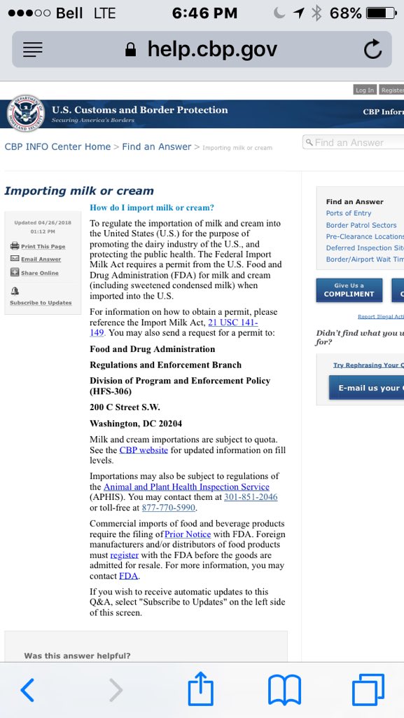 SteveRunnalls's tweet photo. @realDonaldTrump Say it isn't so . Says here US has quota or regulates imports for the purpose of promoting us dairy industry ??  idiot ! https://t.co/lCJRGliVbC