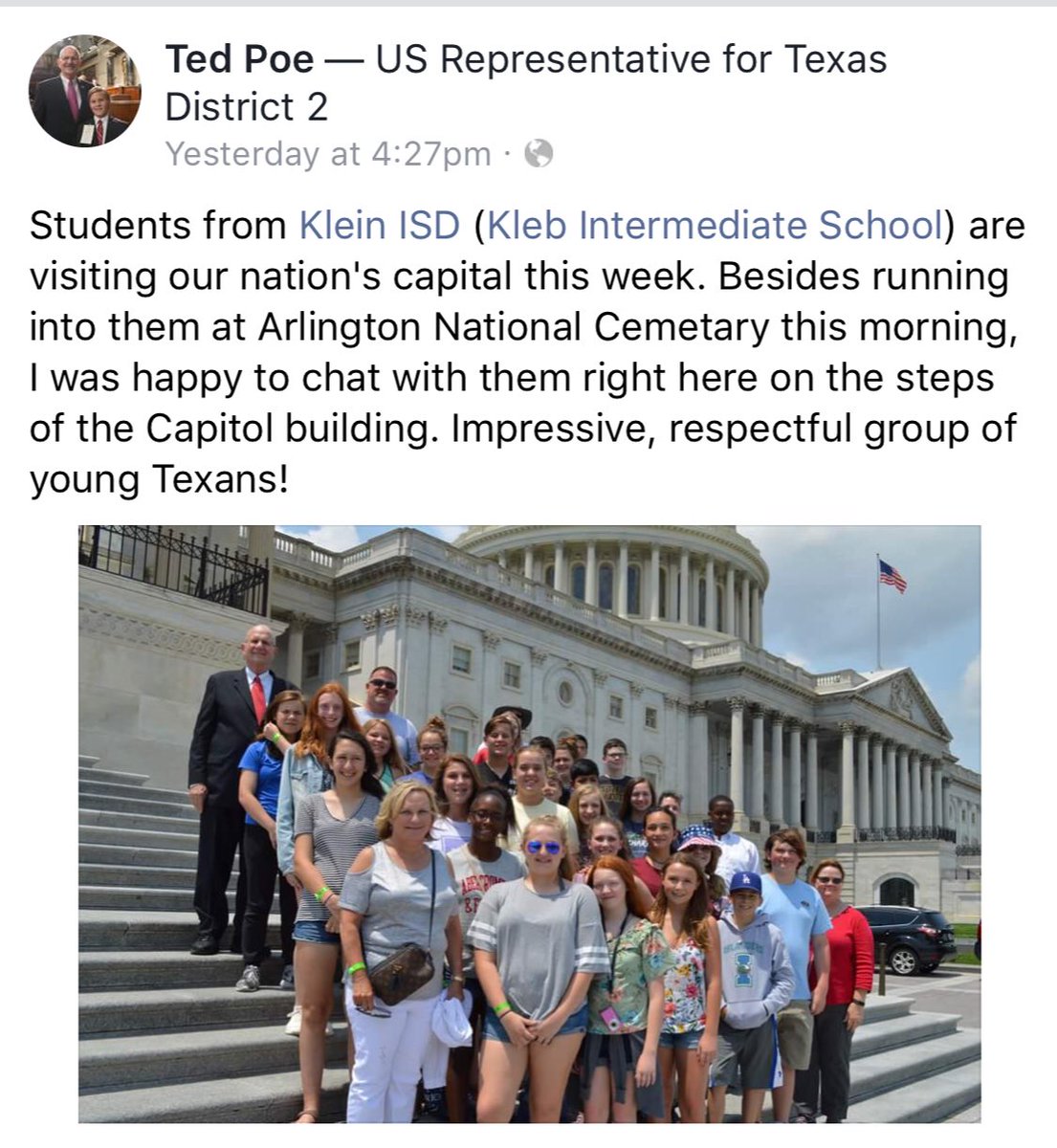 KlebKISD's tweet photo. #MomentsinKlein #BuildingSuperCUBs ππ Washington DC trip https://t.co/oF8DyVdM6I