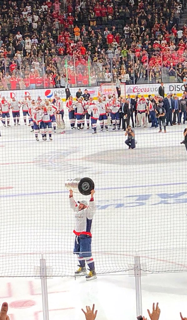 CodyPorter31's tweet photo. What a night last night being at game 5 of the Stanley Cup Final live in Vegas to see Ovi and the Caps win the Cup. #WashingtonCapitals #StanleyCup #VegasGoldenKnights https://t.co/PFZic8sjHD