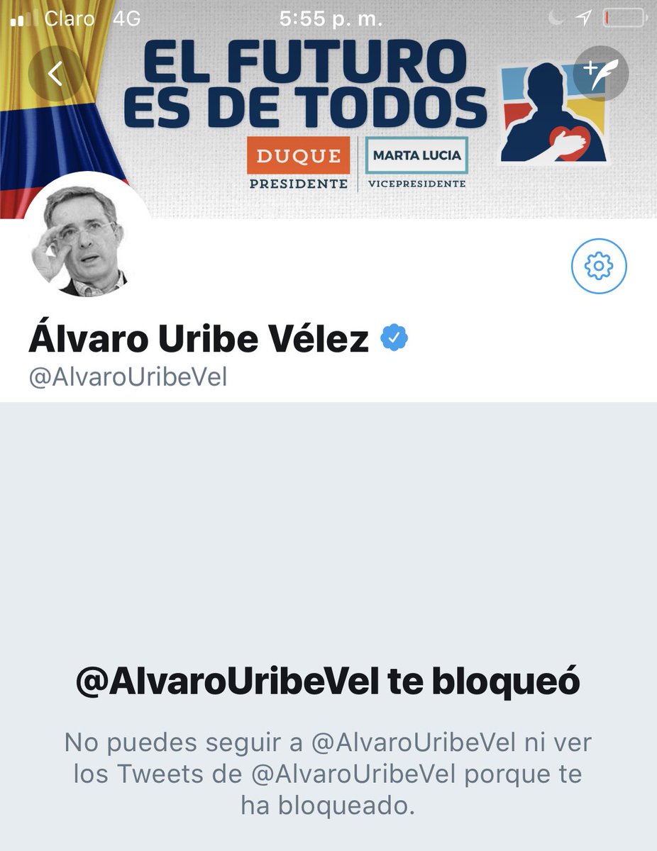 LuisErnestoGL's tweet photo. Es preocupante y lamentable que un expresidente de la República caiga en la estigmatización de los ciudadanos. ¿Si gana Duque seguirá la persecución de los que pensamos distinto? Lo invito @AlvaroUribeVel a que no me bloquee ni me envíe mensajes intimidantes ¡Debatamos con ideas! https://t.co/4MScuqsBIw