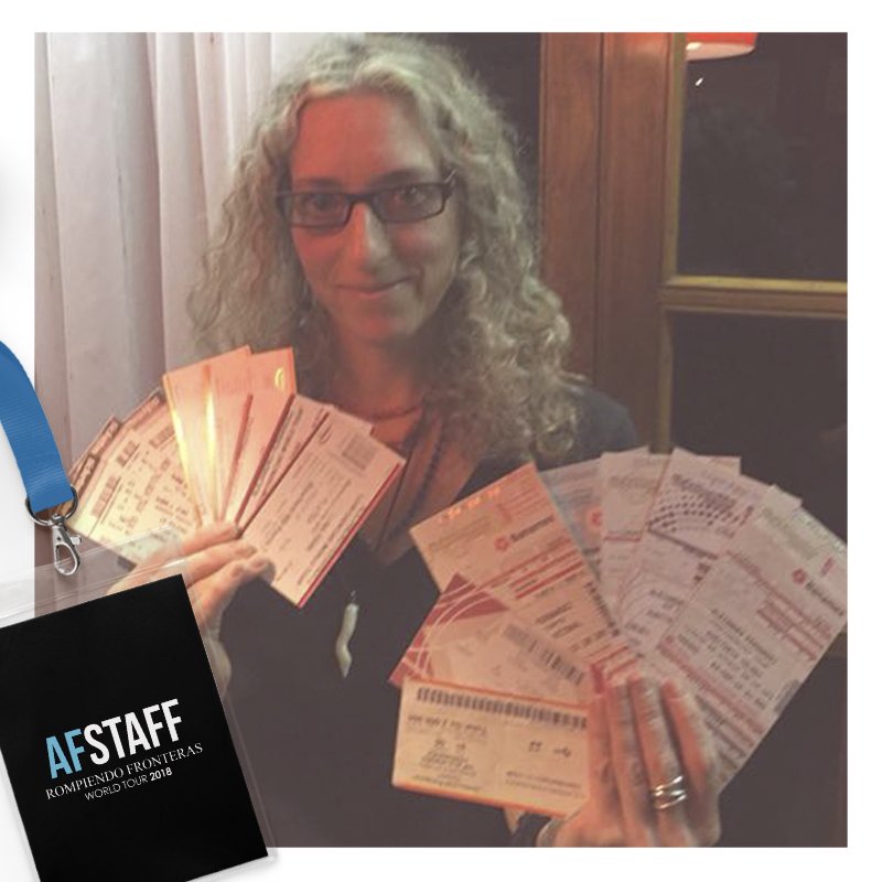 alexoficial's tweet photo. Agradecemos a todos por participar en #AFStaffx1Día y les recordamos que los ganadores son determinados con base a  la cantidad de boletos de conciertos asistidos de #ElPotrillo 

¡Felicidades a nuestra ganadora Mariela Pili con 15 boletos! 
¡Bienvenida al crew! #AFStaff https://t.co/0YzaCvT02R