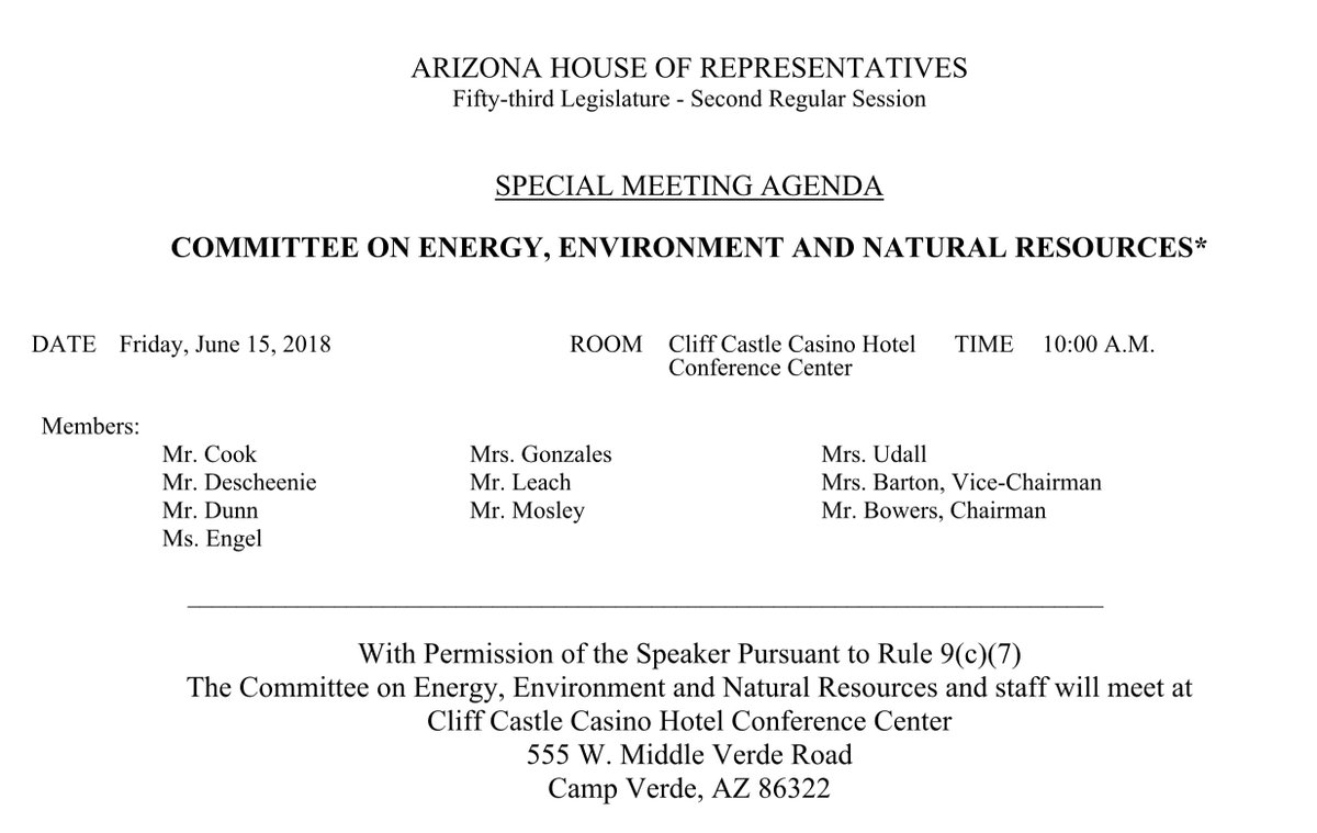 VerdeExchange's tweet photo. Please attend the special meeting of the Arizona Committee on Energy, Environment, and Natural Resources, June 15th in Camp Verde. https://t.co/A8H3WvOiI2