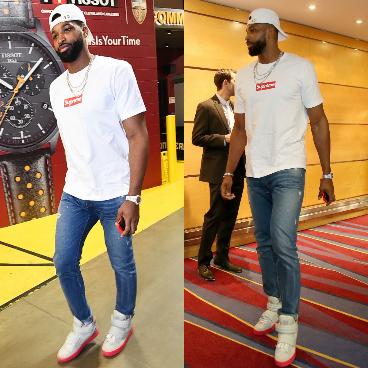 SoleCollector.com on X: #SoleWatch: @RealTristan13 arrives for Game 4 in  the Kanye West x Louis Vuitton Jasper.  / X